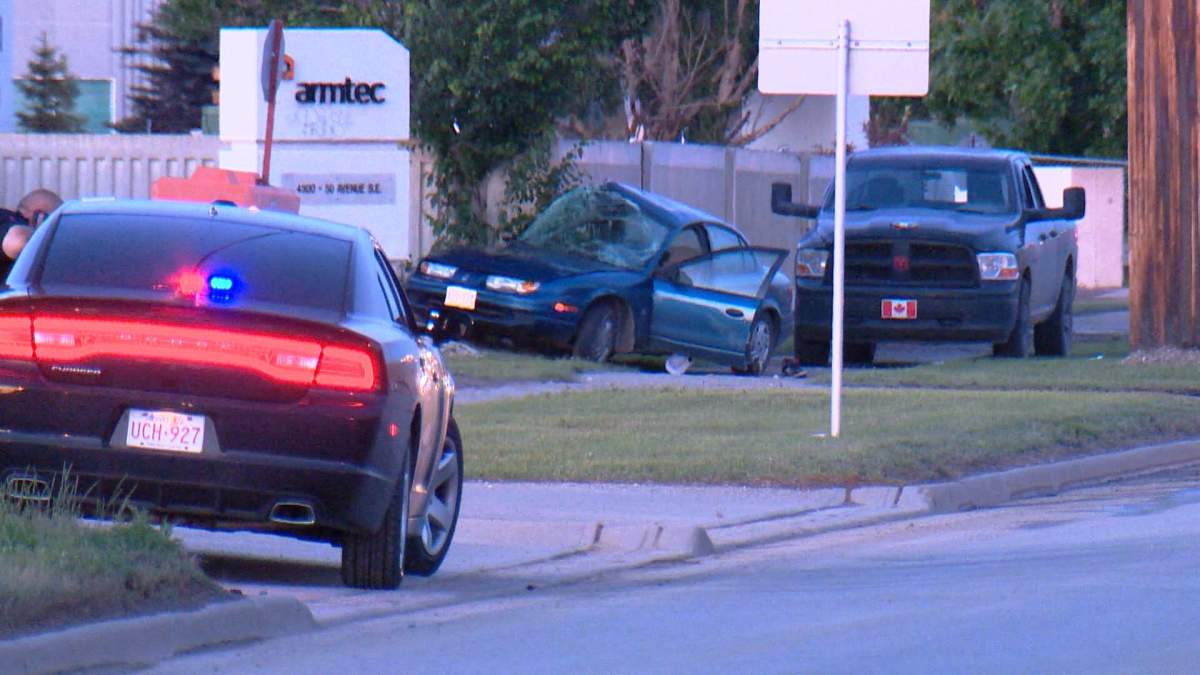 Emergency crews respond to a collision in the area of 43rd Street and 50th Avenue S.E. on Sunday, June 21, 2015. 