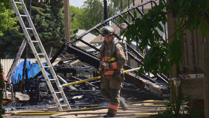 Saskatoon firefighters battle two separate fires less than a half-hour apart, including this one on Avenue R North.