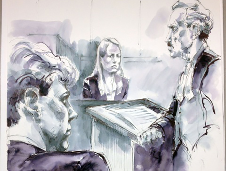 Courtroom sketch from the Paul Bernardo trial.