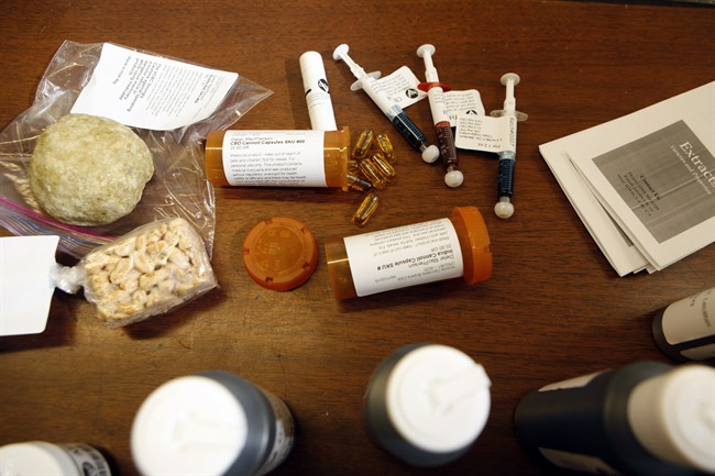 Various uses for cannabis oil is sold to customers at the Cannabis Buyers Club, in Victoria B.C., Thursday June 11, 2015. THE CANADIAN PRESS/Chad Hipolito.