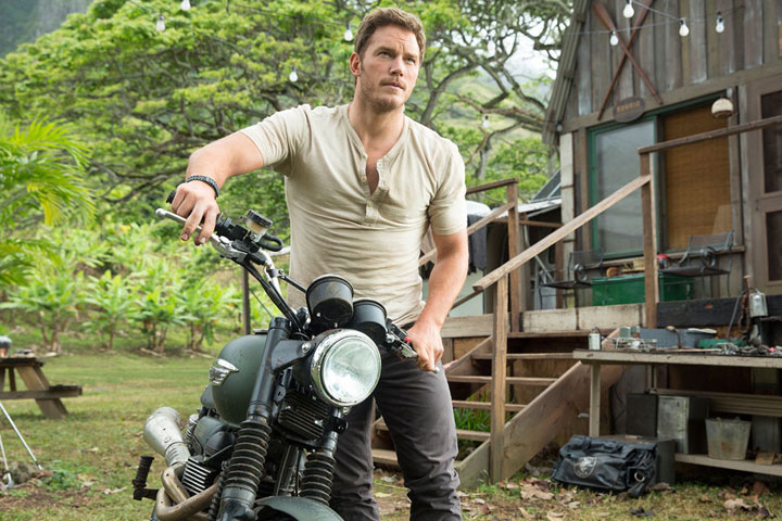 Chris Pratt, pictured in a scene from 'Jurassic World.'.