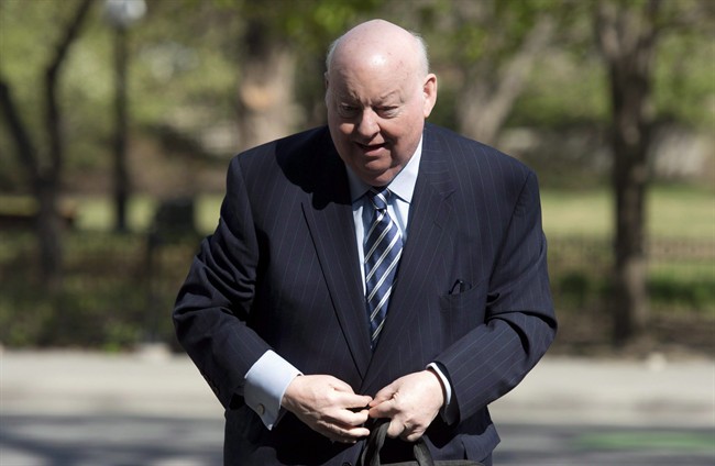 The fraud trial of suspended Senator Mike Duffy resumes today after taking a break of several weeks. Duffy is shown arriving at the courthouse Thursday May 7, 2015 in Ottawa. THE CANADIAN PRESS/Adrian Wyld.