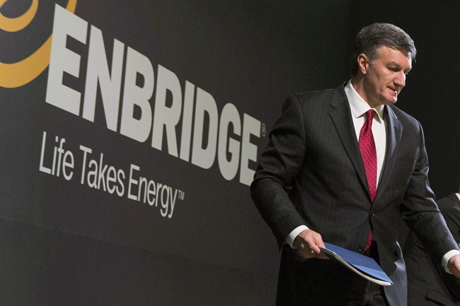 Enbridge President and CEO Al Monaco is pictured during the company's annual general meeting in Toronto on May 6, 2015. The National Energy Board says Enbridge's Line 9 pipeline must undergo tests along three densely populated segments of the line - two in Ontario and one in Quebec, before it's allowed to start up.