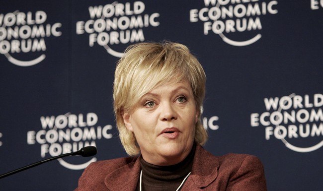 Norway’s Minister of Finance Kristen Halvorsen speaks during a working session at the World Economic Forum in Davos, Switzerland, Thursday Jan. 24, 2008.