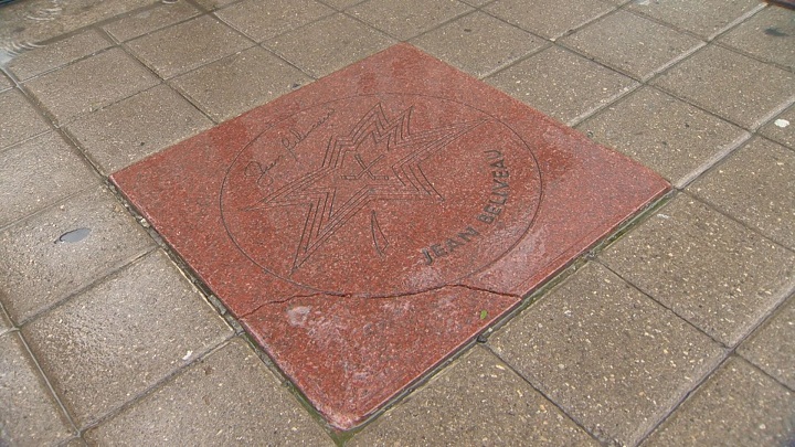 Hockey legend Jean Beliveau's star on Canada's Walk of Fame in Toronto is cracked.
June 28, 2015.
