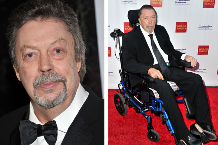Tim Curry, pictured in 2011 (left) and on June 7, 2015 (right).