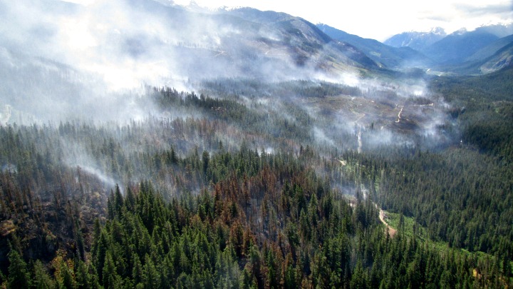 Backcountry hikers are being cautioned to stay away from an area near Pemberton where the Elaho wildfire continues to burn.