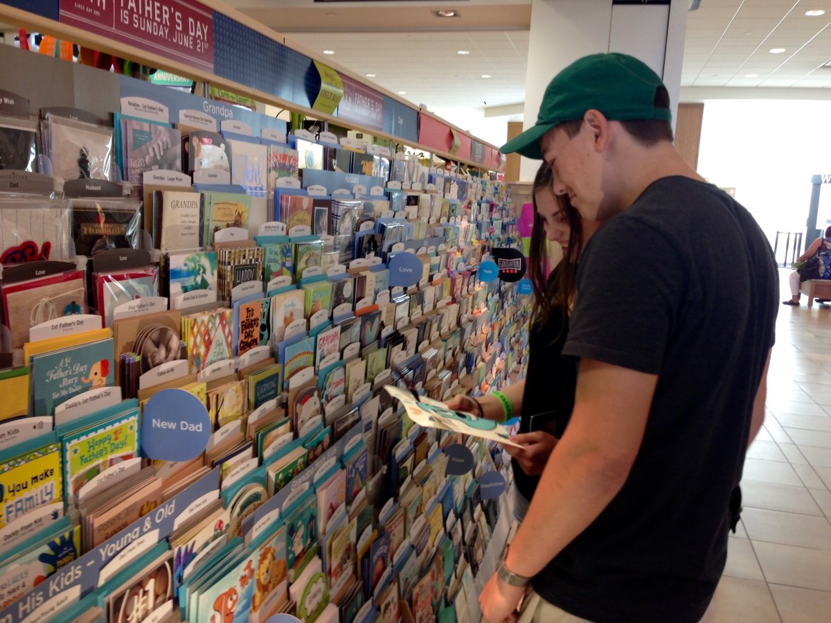 Shoppers searching for a card for their Dad.
