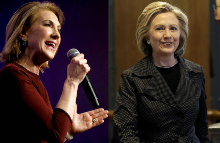 Eighteen months ahead of the 2016 presidential election history has already been made, with two female presidential candidates from both major parties: Republican Carly Fiorina and  Democrat Hillary Clinton. (File photos).