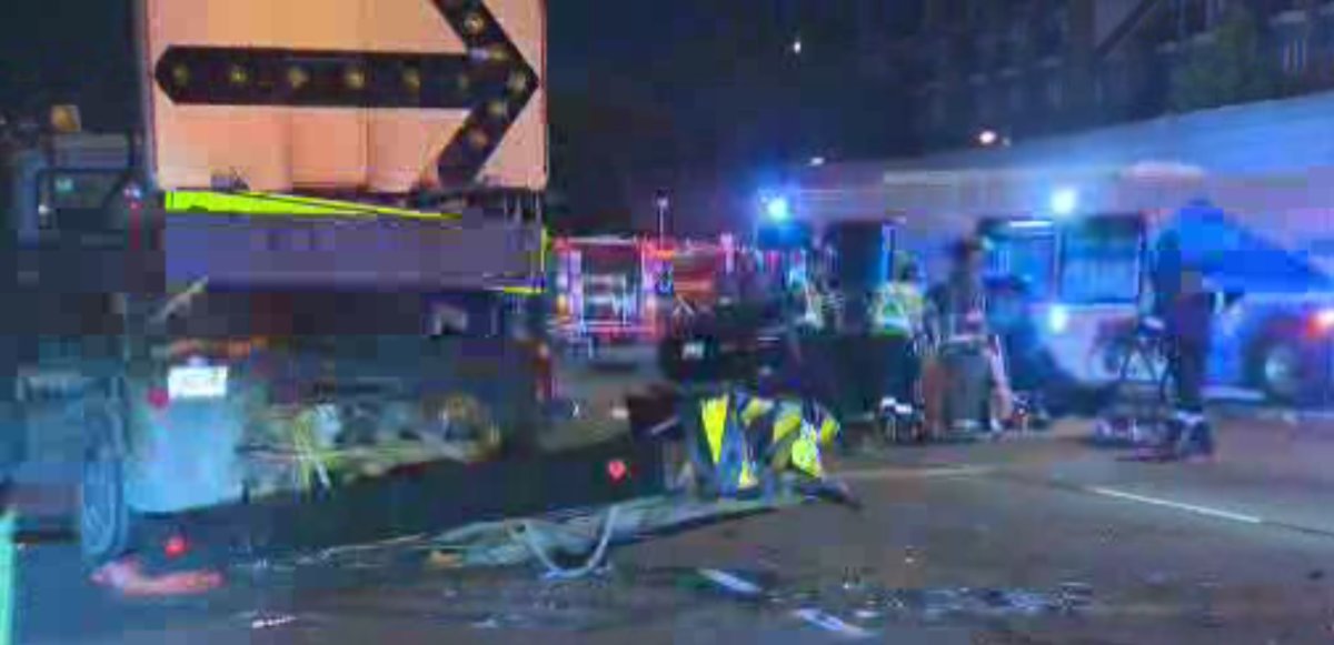 A multi-vehicle crash has closed the westbound lanes of the Gardiner.