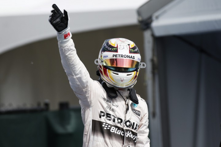 Lewis Hamilton, Mercedes AMG celebrates after winning the race. Canadian Formula One 1 Grand Prix, Circuit Gilles Villeneuve, Montreal, Canada - 07 Jun 2015.