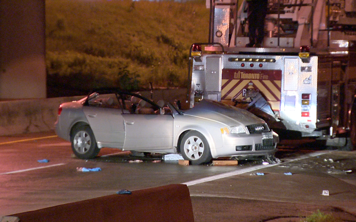 A man was killed during a collision on Hwy 427 in Toronto on June 28, 2015.
