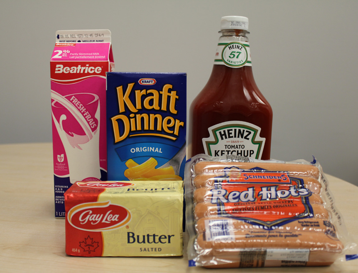 The elements of our meal, purchased at a Metro grocery store in Toronto.