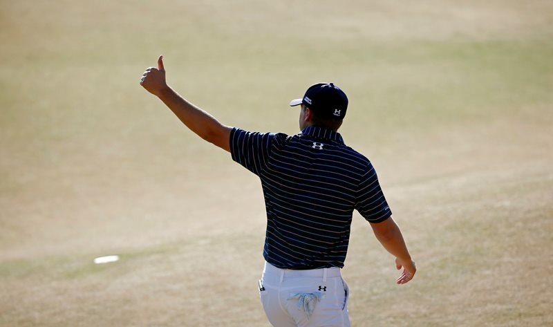 Jordan Spieth walks off the green after the final round of the U.S. Open golf tournament at Chambers Bay on Sunday, June 21, 2015 in University Place, Wash. Spieth won the championship. 