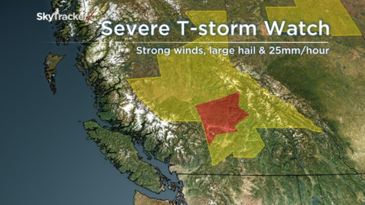 Severe thunderstorm warning issued for parts of B.C. Tuesday - image