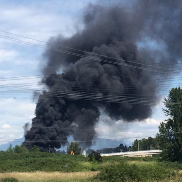 UPDATE: Fire crews extinguish large fire burning at Surrey plastics plant - image