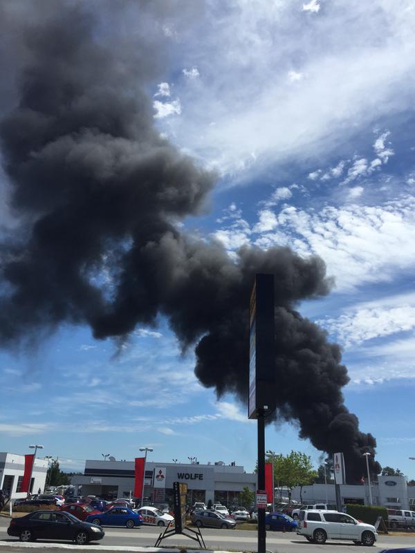 UPDATE: Fire crews extinguish large fire burning at Surrey plastics plant - image
