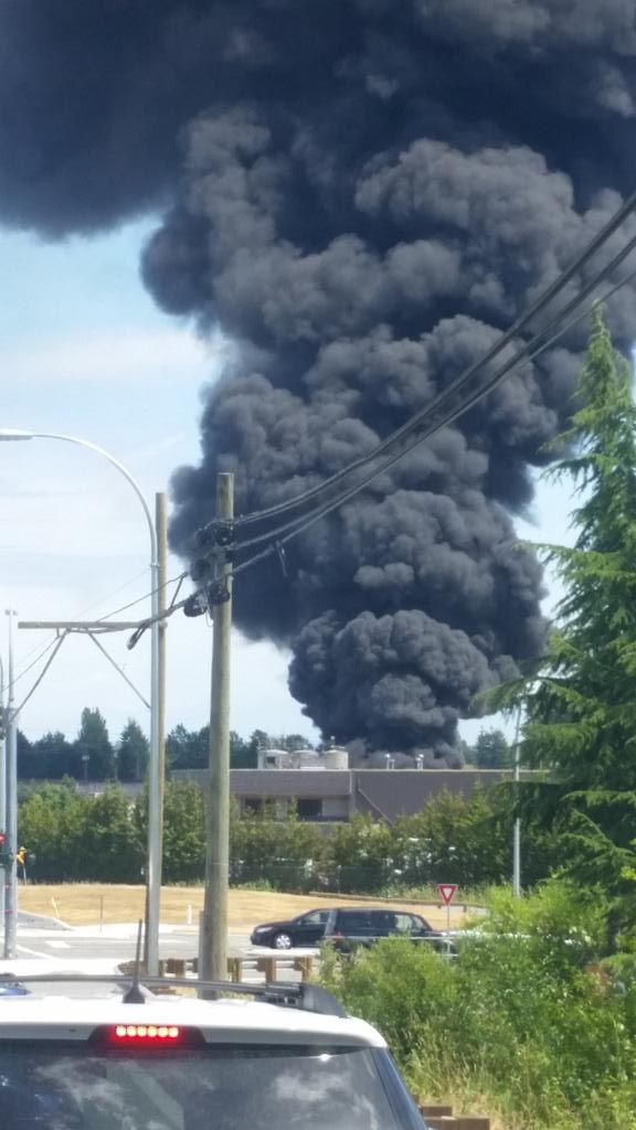 UPDATE: Fire crews extinguish large fire burning at Surrey plastics plant - image
