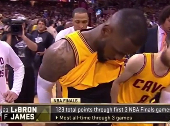 LeBron James may need to call Janet Jackson to get some advice on how to handle wardrobe malfunctions.
