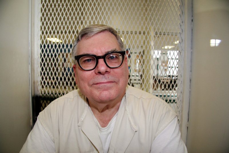 In this Jan. 7, 2015, file photo, Texas death row inmate Lester Bower is photographed in an interview cage at the visiting area of the Texas Department of Criminal Justice Polunsky Unit near Livingston, Texas. 