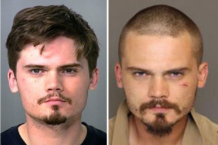 Jake Lloyd, pictured in his driver's license photo (left) and police booking photo (right).