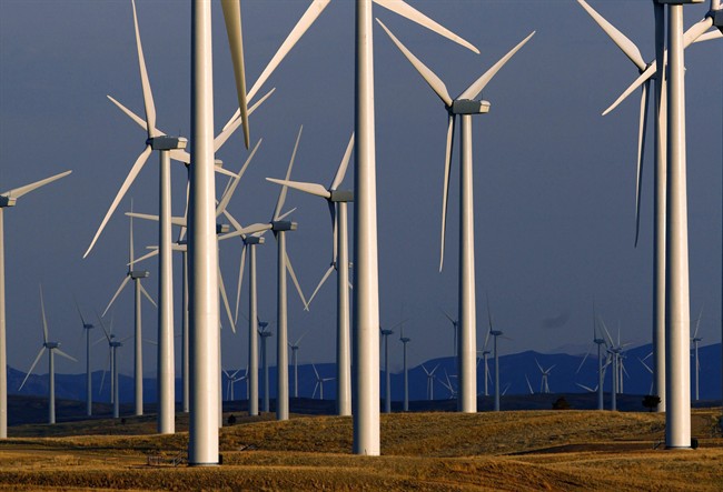 This May 6, 2013 file photo shows a wind turbine farm.