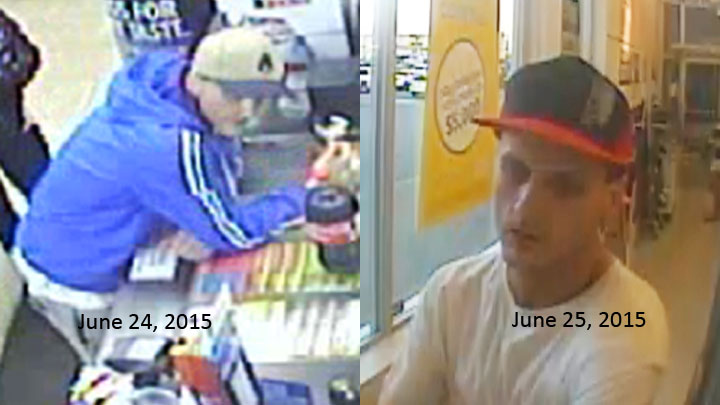 Police are requesting public assistance in identifying a man believed to be responsible for two thefts in Prince Albert, Sask.