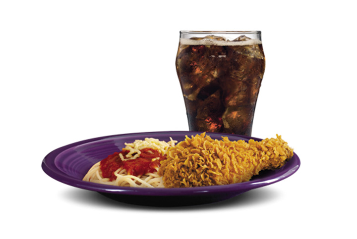 Chicken McDo with spaghetti.