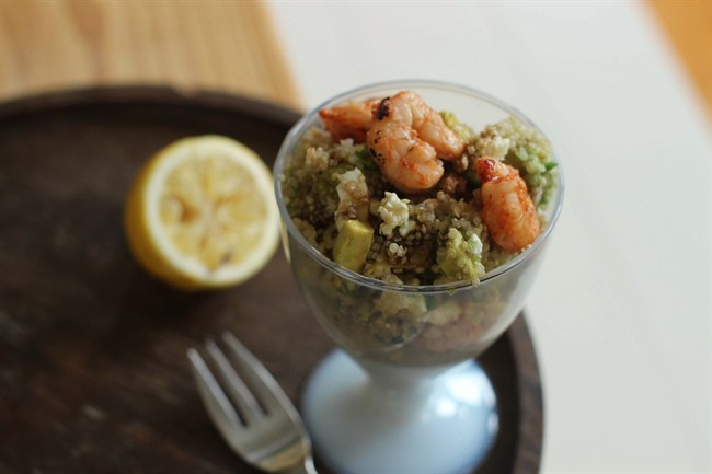 Shrimp and quinoa combine for an easy robust summer salad