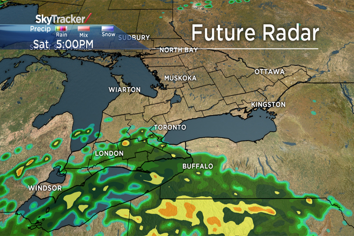 Plenty of rain and high winds are expected to roll into southern Ontario on Saturday.