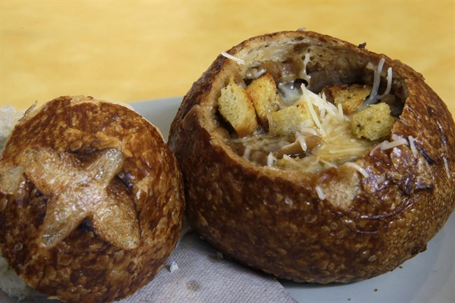 A Bistro French Onion Soup Bread Bowl contains more sodium than the recommended daily limit of 2,300 milligrams, which is equal to about 1 teaspoon of salt.
