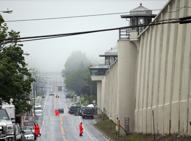 A guard stands on the wall at Clinton Correctional Facility on Monday, June 8, 2015, in Dannemora, N.Y. 