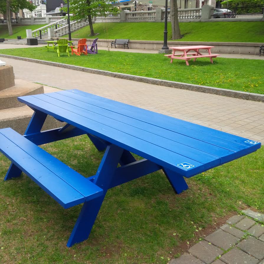 A new accessible picnic table at Grand Parade outside City Hall in Halifax.