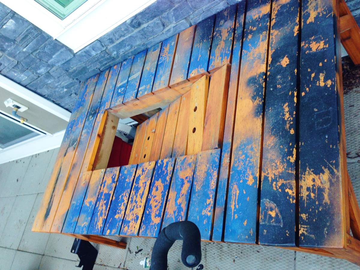 The picnic table that broke a little girl’s fall in Cranston on Tuesday, June 23, 2015.