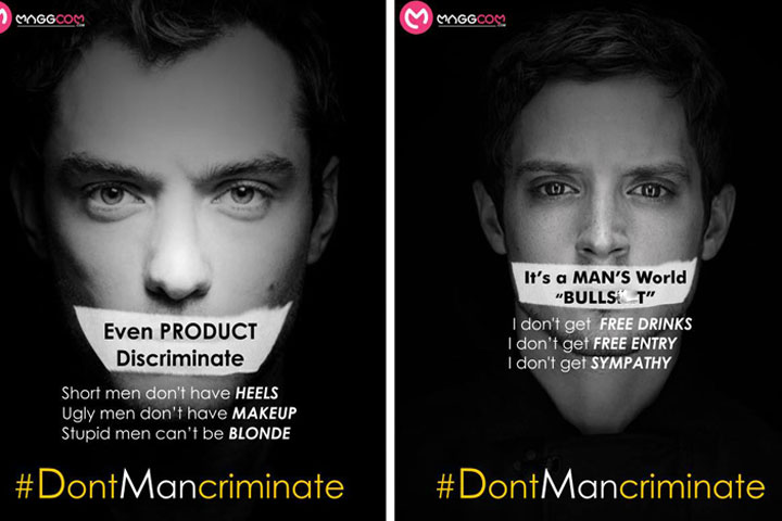 Photos of Jude Law (left) and Elijah Wood have been misappropriated for a bizarre online campaign.