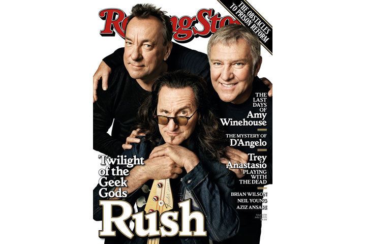 Rush appears on the cover of the July 2 issue of 'Rolling Stone' magazine.