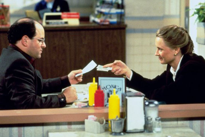 Jason Alexander and Heidi Swedberg, pictured in a scene from 'Seinfeld.'.