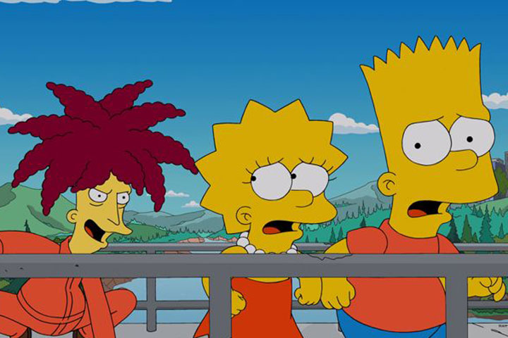 Sideshow Bob, pictured with Lisa Simpson and Bart Simpson in an early episode of 'The Simpsons.'.