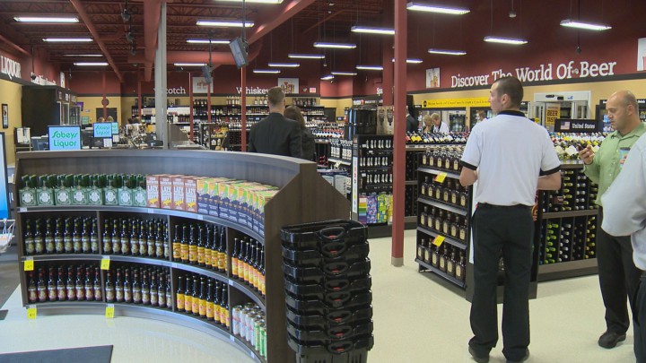 Regina’s first full-fledged private liquor store opened its doors to an eager line-up of customers Friday.