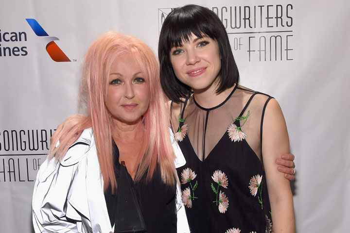 Cyndi Lauper pictured with Carly Rae Jepsen on June 18, 2015.