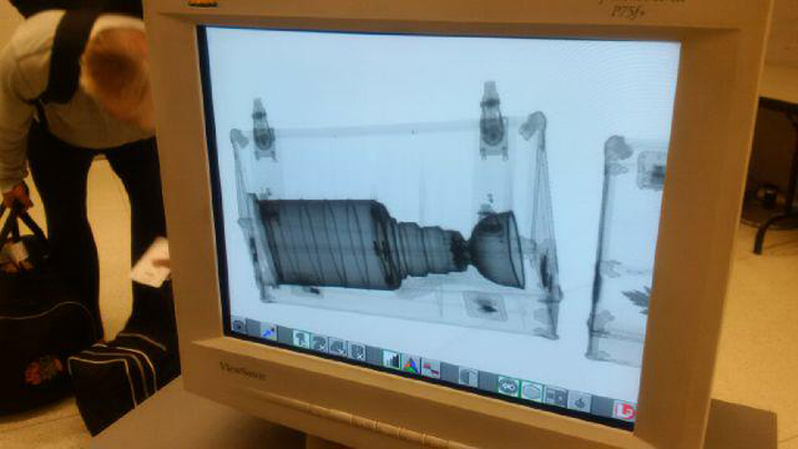 The Stanley Cup goes through an X-Ray machine ahead of its flight to Chicago
