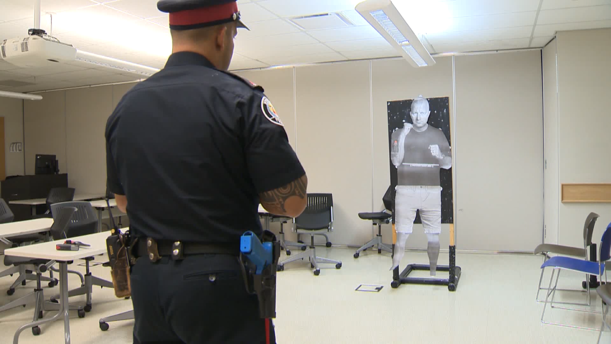 Taser training with a target at Toronto Police College.