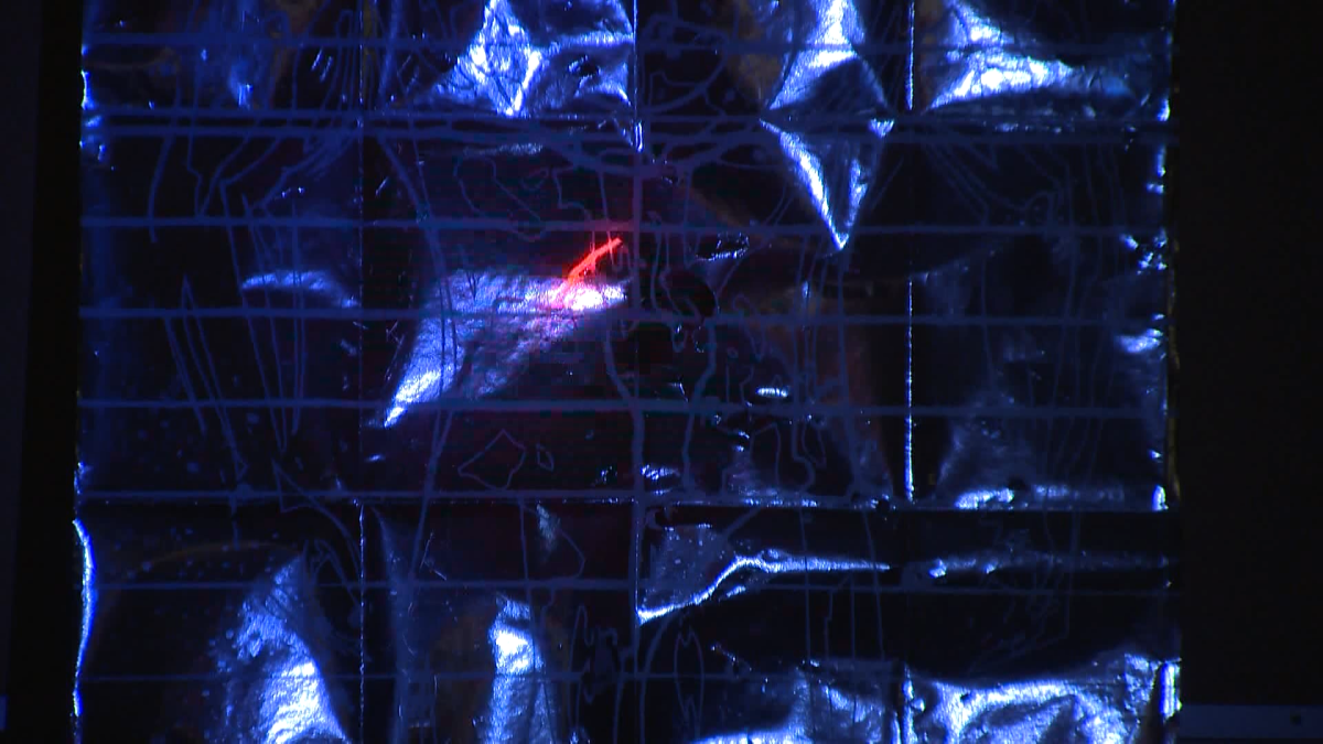 A foil target shows the effects of a fully deployed Taser at Toronto Police College.