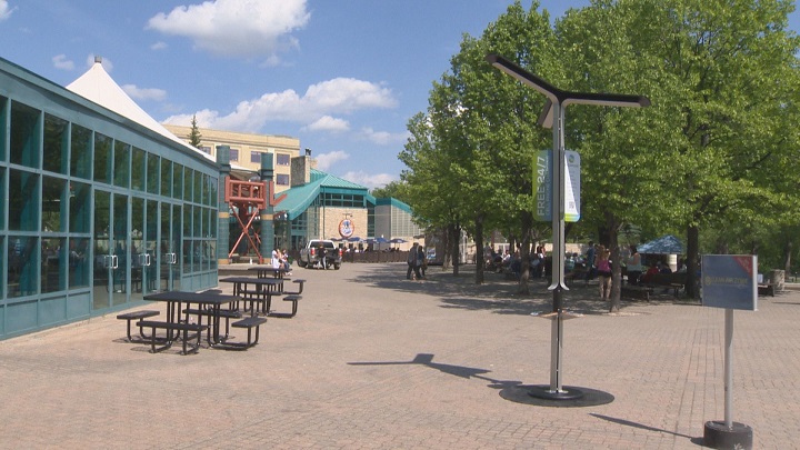 A Street Charge solar powered outdoor charging station at the Forks in Winnipeg on Wednesday, June 10, 2015