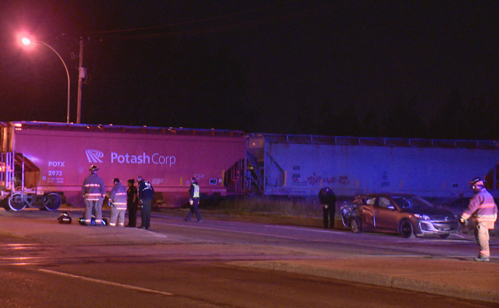 Saskatoon police are investigating a collision between a vehicle and a train that occurred Friday on Fairlight Drive.