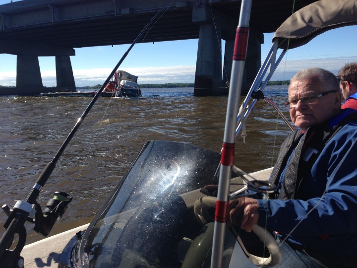 This fisherman rescued the driver of a truck that fell off the Île aux Tourtes bridge on Friday, June 19, 2015.