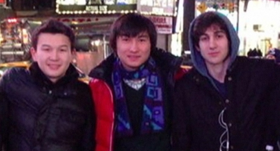 Azamat Tazhayakov and Dias Kadyrbayev seen in an undated video still with Dzhokhar Tsarnaev.