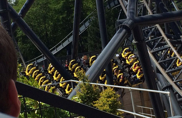 A roller coaster collision at a British amusement park has left four people seriously injured, according to an ambulance service.
