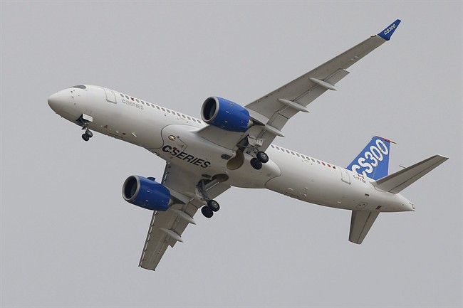 The Bombardier CS 300 performs a demonstration flight during the Paris Air Show in June.
