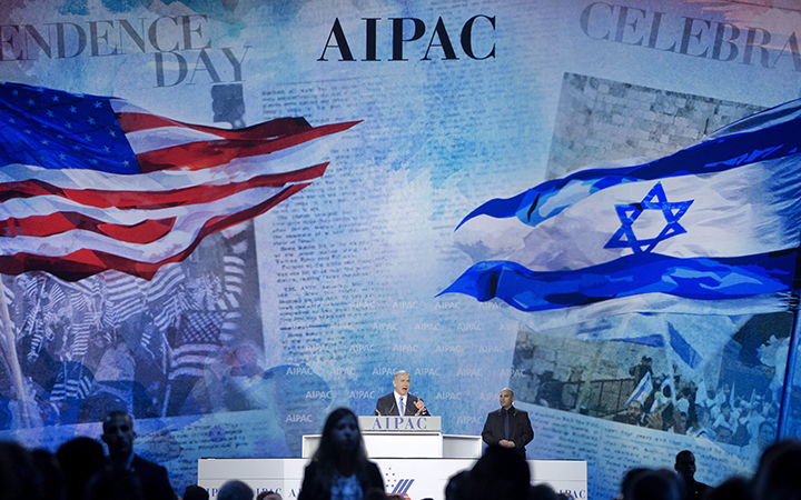 Israeli Prime Minister Benjamin Netanyahu speaks at the American Israel Public Affairs Committee (AIPAC) Policy Conference in Washington on March 2, 2015. 